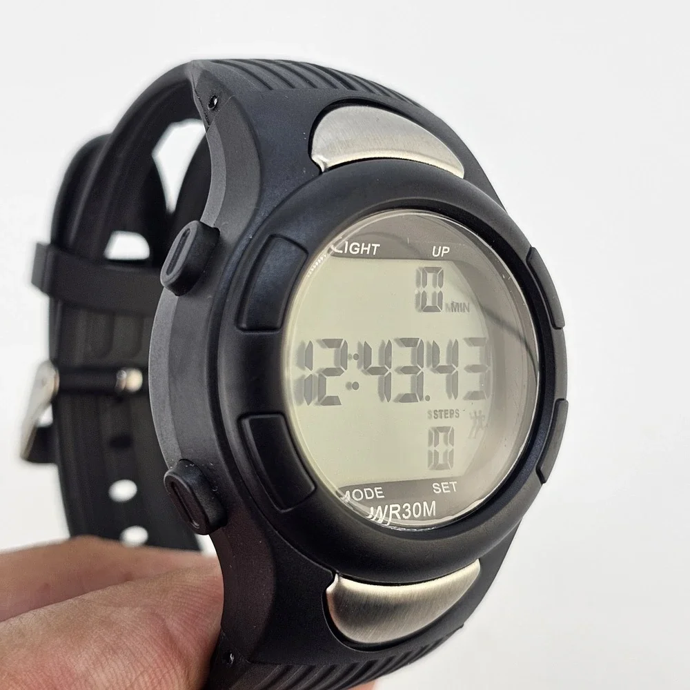 Medline Watch Unisex Black Silver‎ Digital Heart Rate Monitor WR30M New Battery